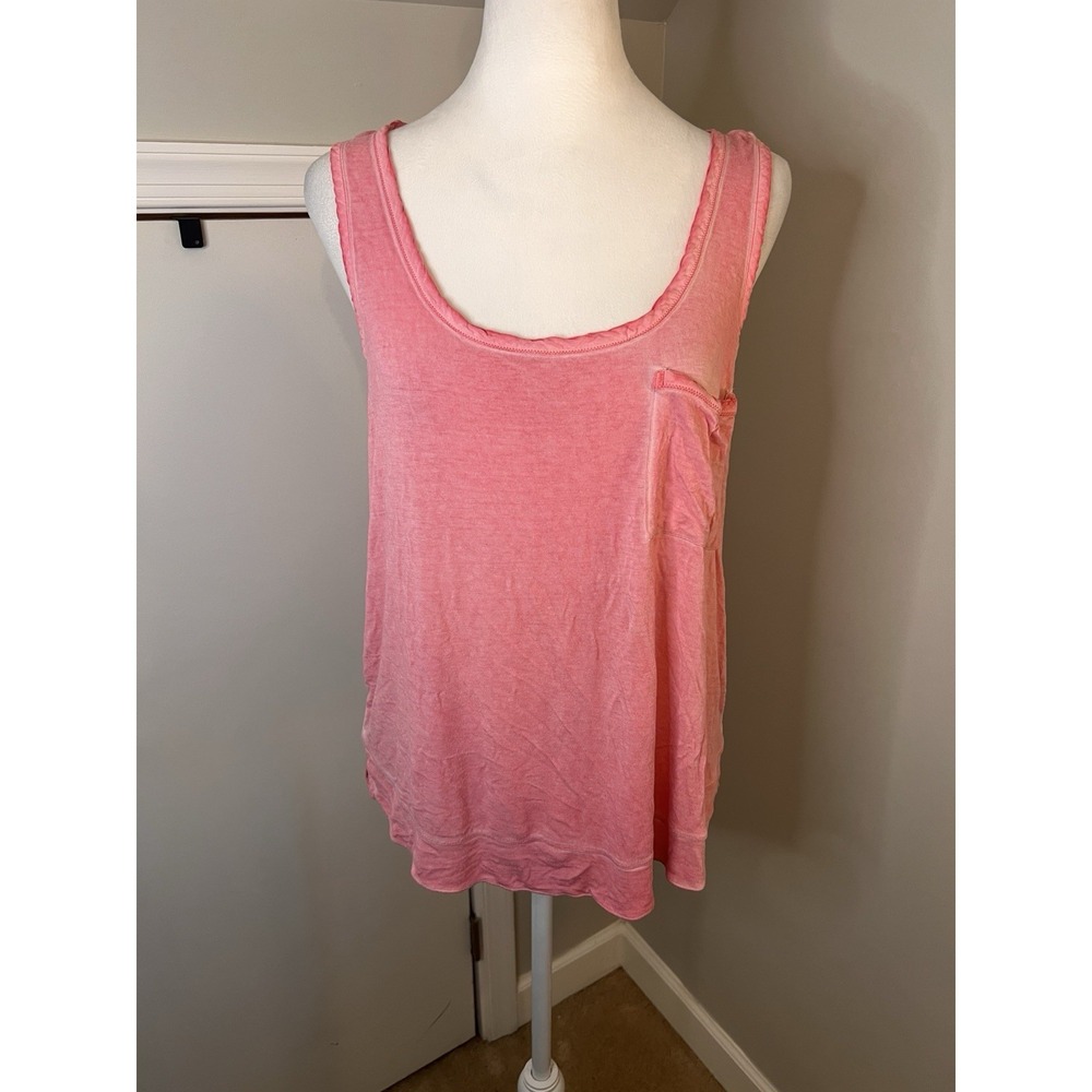 PURE GOOD Anthropologie Pink tank‎ top Medium Petite Pocket Faded Soft